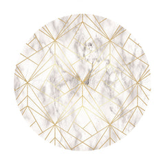 Lofaris Golden Ink Line Geometric Patterns Round Backdrop
