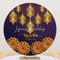 Lofaris Golden Lantern Mandala Pattern Round Eid Backdrop