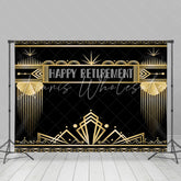 Lofaris Golden Lines Pattern Black Happy Retirement Backdrop