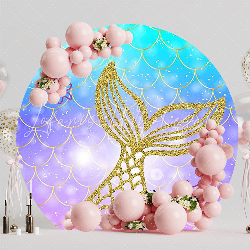 Golden Mermaid Tail Round Backdrop for Underwater Party