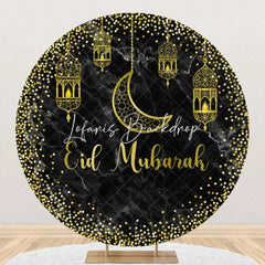 Lofaris Golden Moon Lantern Marble Round Eid Mubarak Backdrop