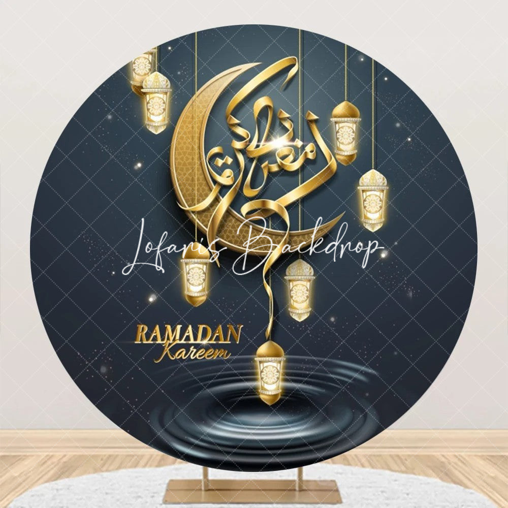 Lofaris Golden Moon Ramadan Kareem Round Eid Mubarak Backdrop