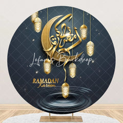 Lofaris Golden Moon Ramadan Kareem Round Eid Mubarak Backdrop