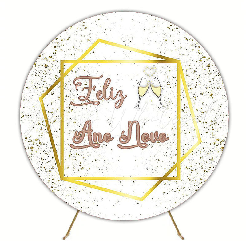 Golden New Year Round Backdrop for Sparkling Celebration