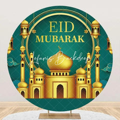 Lofaris Golden Palace Turquoise Round Eid Mubarak Backdrop