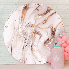 Lofaris Golden Pink Marbling Round Wedding Backdrop Cover