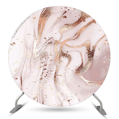 Lofaris Golden Pink Marbling Round Wedding Backdrop Cover