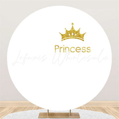 Lofaris Golden Princess Crown Happy Birthday Circle Backdrop