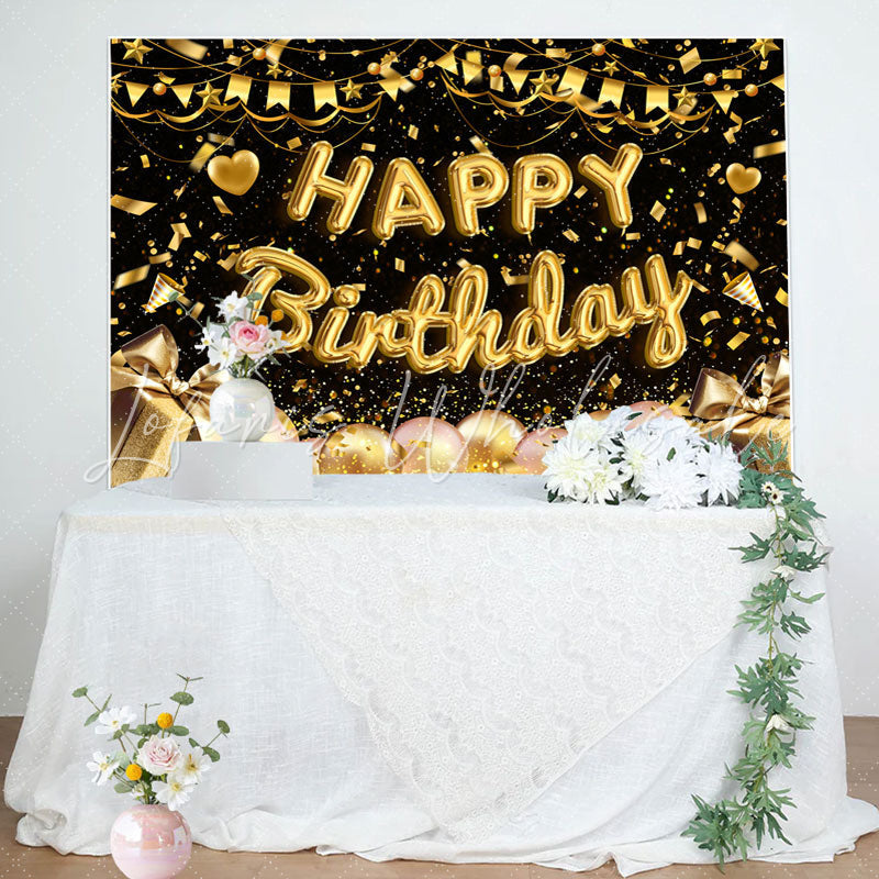 Lofaris Golden Ribbons Gift Pink Balloons Birthday Backdrop