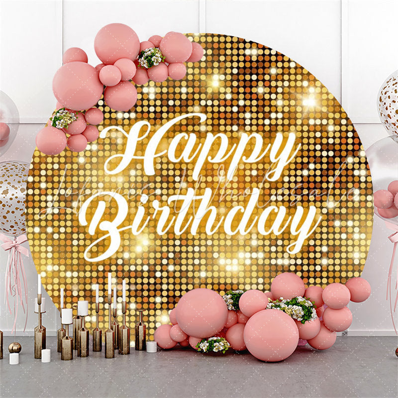 Lofaris Golden Sparkling Sequin Round Birthday Backdrop
