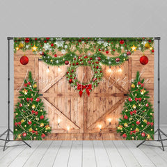 Lofaris Golden Stars and Shiny Light Christmas Wooden Backdrop