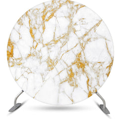 Lofaris Golden Texture Marble White Round Birthday Backdrop