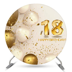 Lofaris Golden White Balloon 18th Birthday Round Backdrop