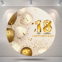 Lofaris Golden White Balloon 18th Birthday Round Backdrop