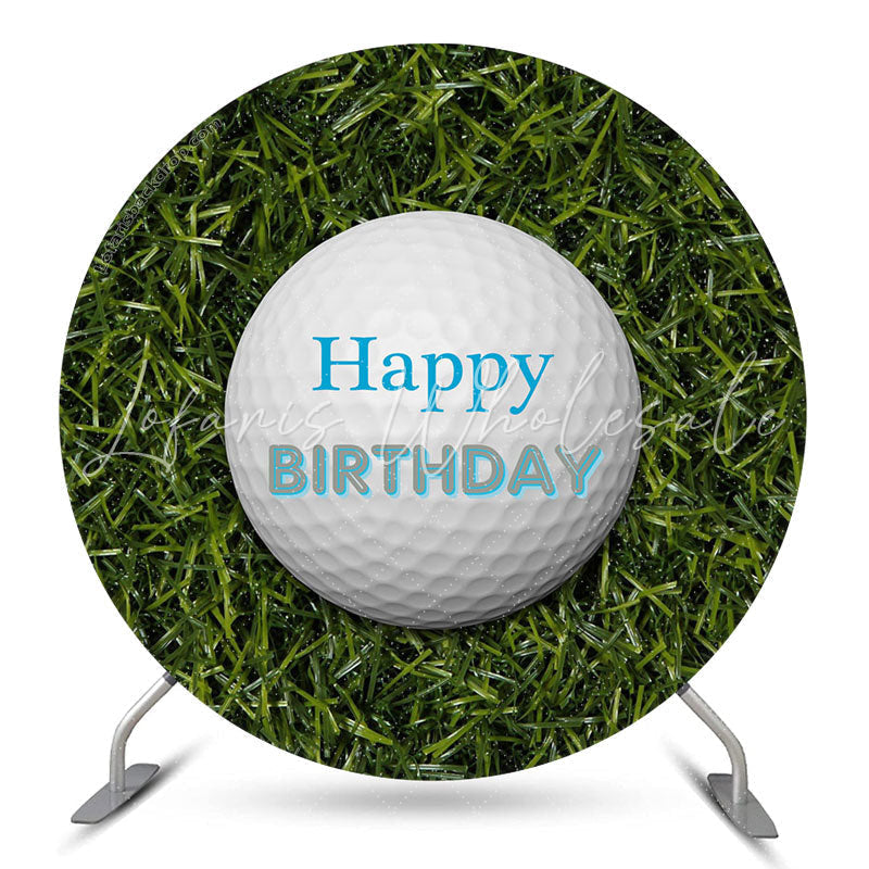 Lofaris Golf Ball Green Grass Happy Birthday Round Backdrop
