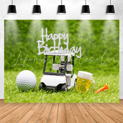 Lofaris Golf Toy Car Bears Grassland Bokeh Birthday Backdrop