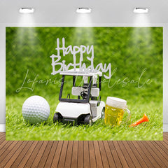 Lofaris Golf Toy Car Bears Grassland Bokeh Birthday Backdrop