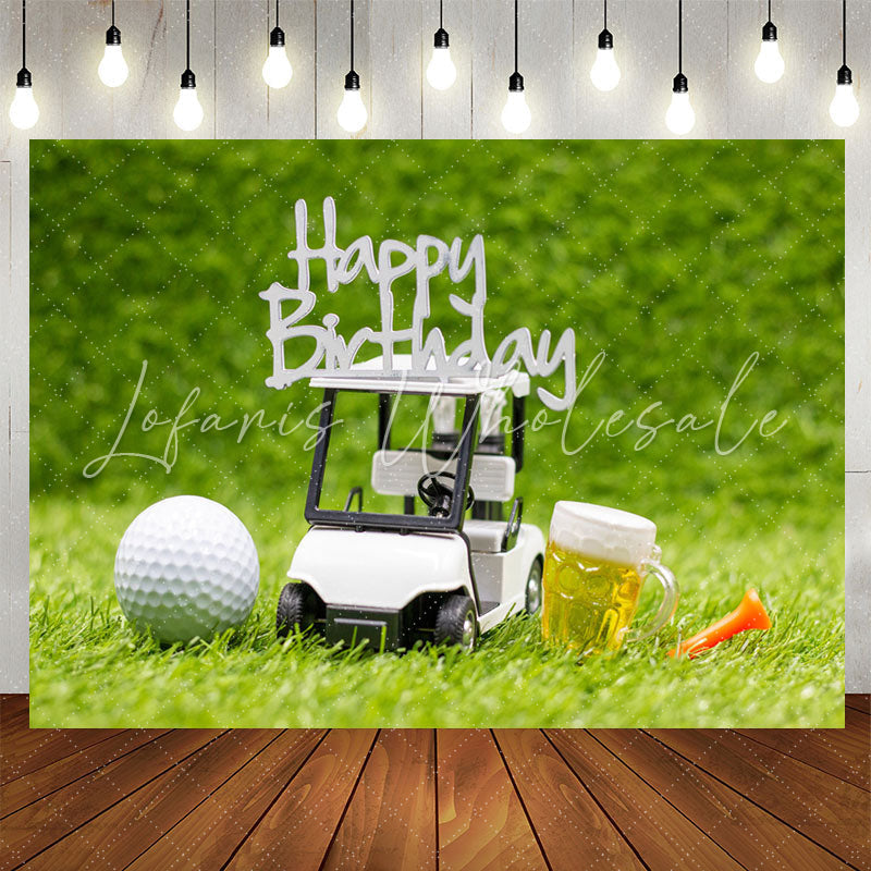 Lofaris Golf Toy Car Bears Grassland Bokeh Birthday Backdrop