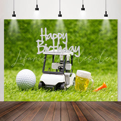 Lofaris Golf Toy Car Bears Grassland Bokeh Birthday Backdrop