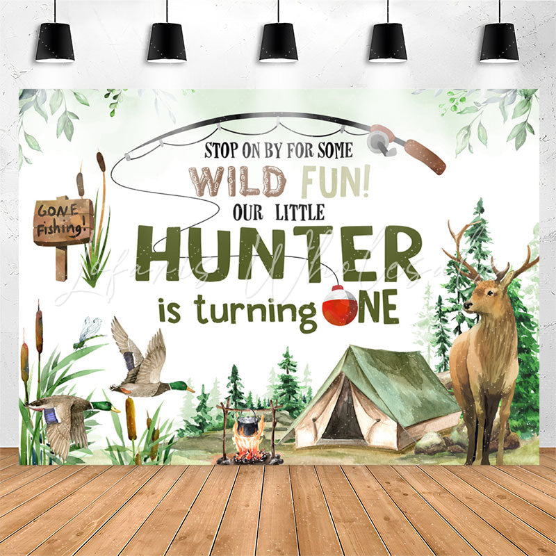 Lofaris Gone Fishing Wild Fun Hunter 1st Birthday Backdrop