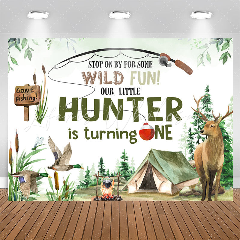 Lofaris Gone Fishing Wild Fun Hunter 1st Birthday Backdrop