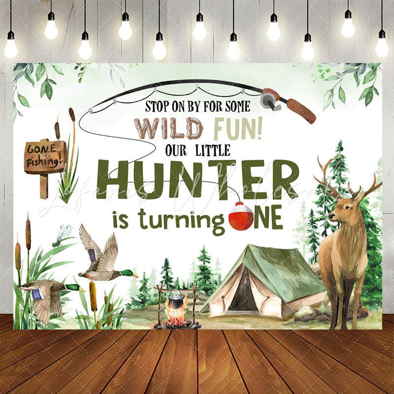Lofaris Gone Fishing Wild Fun Hunter 1st Birthday Backdrop