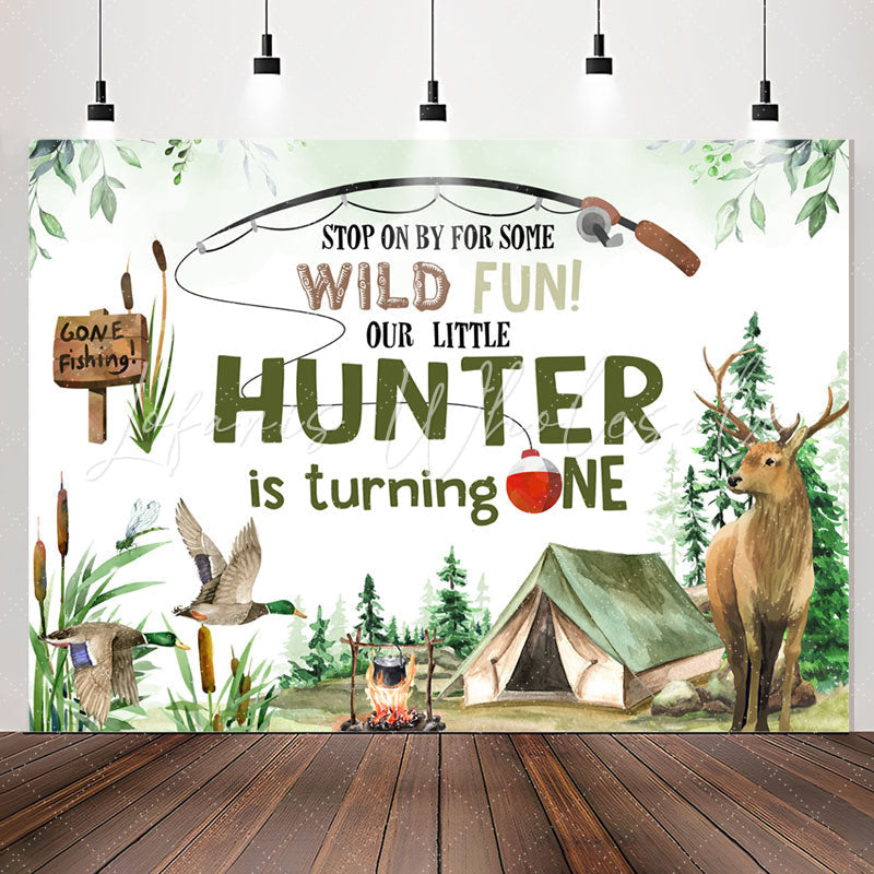 Lofaris Gone Fishing Wild Fun Hunter 1st Birthday Backdrop