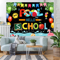 Lofaris Goodbye Pool Hello School Back To Summer Backdrop