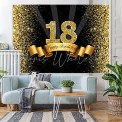 Lofaris Gorgeous Happy 18Th Birthday Black and Golden Backdorp