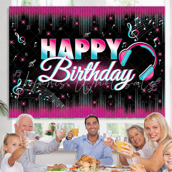 Lofaris Gorgeous Headset Music Theme Birthday Party Backdrop