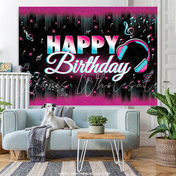 Lofaris Gorgeous Headset Music Theme Birthday Party Backdrop