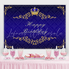Lofaris Gorgeous Navy Blue and Golden Crown Birthday Backdrop