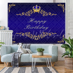 Lofaris Gorgeous Navy Blue and Golden Crown Birthday Backdrop