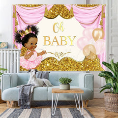 Lofaris Gorgeous Pink And Gold Balloons Baby Shower Backdrop
