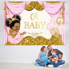 Lofaris Gorgeous Pink And Gold Balloons Baby Shower Backdrop