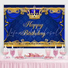 Lofaris Gorgeous Royal Blue and Gold Happy Birthday Backdrop