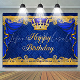 Lofaris Gorgeous Royal Blue and Gold Happy Birthday Backdrop