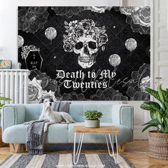 Lofaris Gothic Skull Tombstone Black 30th Birthday Backdrop