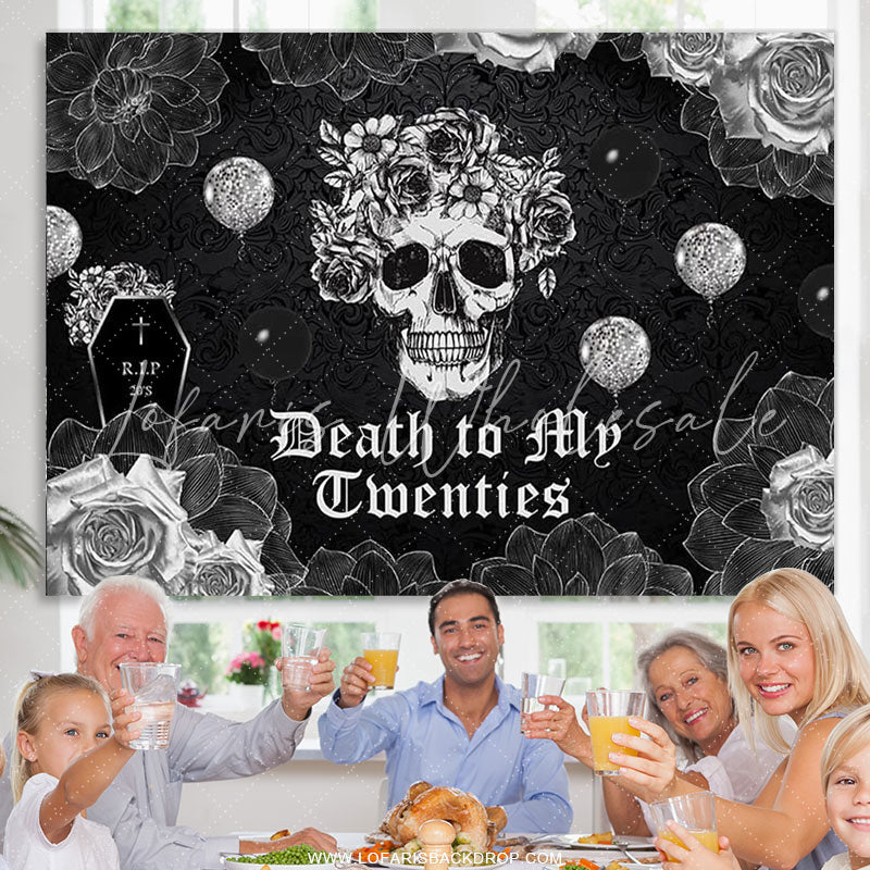 Lofaris Gothic Skull Tombstone Black 30th Birthday Backdrop
