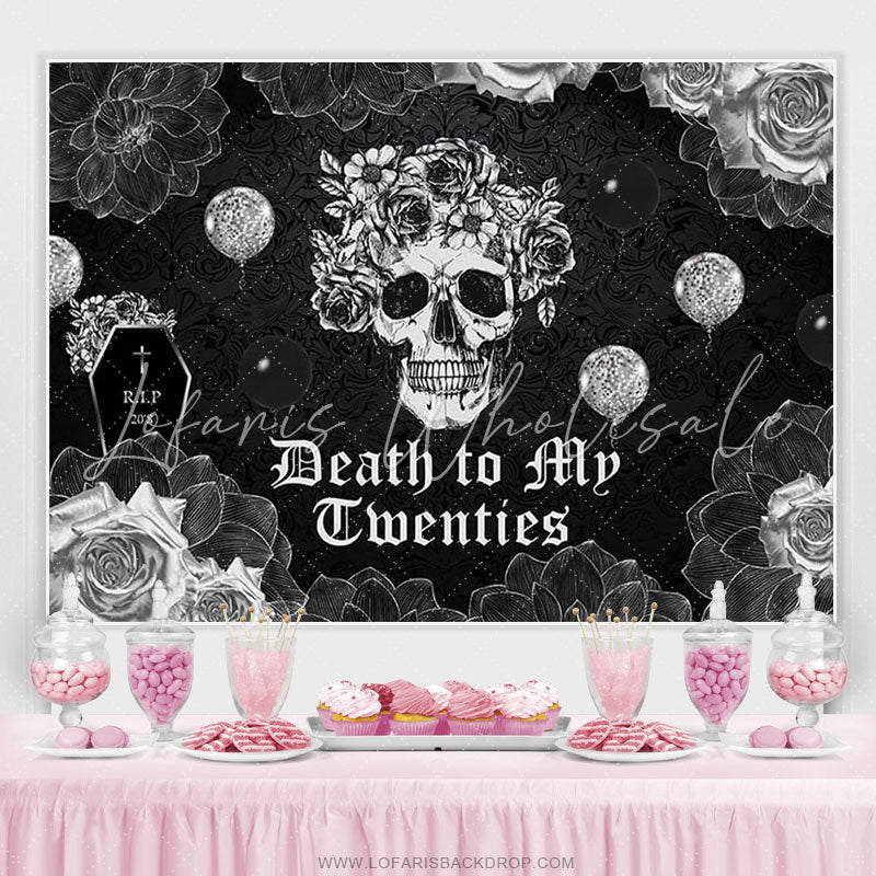 Lofaris Gothic Skull Tombstone Black 30th Birthday Backdrop
