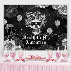 Lofaris Gothic Skull Tombstone Black 30th Birthday Backdrop