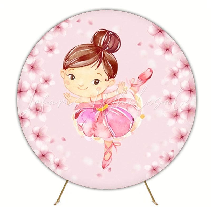 Graceful Ballet Dancer Round Backdrop For Kids Party Celebration