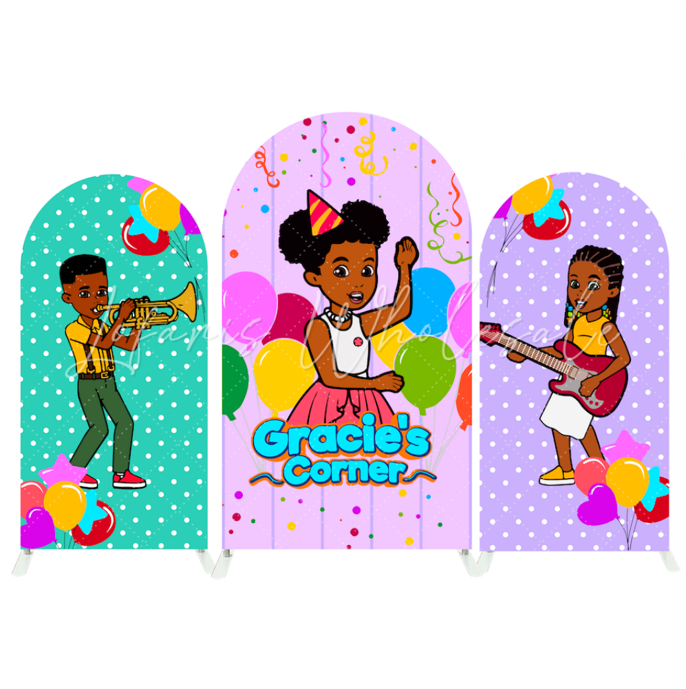 Gracie?¡¥s Corner Birthday Party Arch Backdrop Wall Cloth Cover
