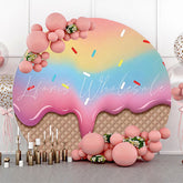 Lofaris Gradient Ice Cream Plaid Round Backdrop For Birthday