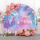 Lofaris Gradient Sparkling Mermaid Round Birthday Backdrop