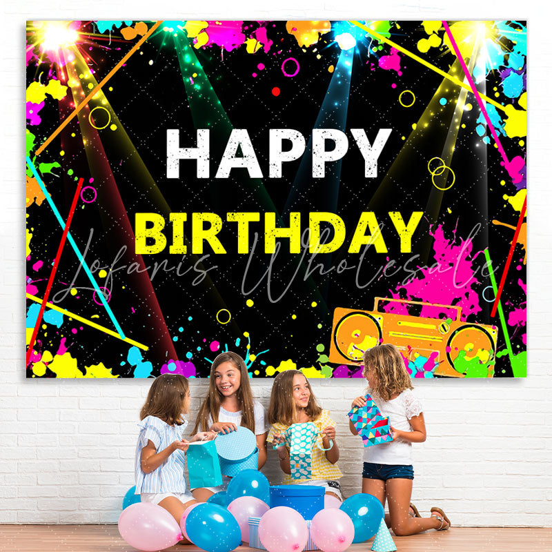 Lofaris Graffiti and Flash Lights Happy Birthday Backdrop