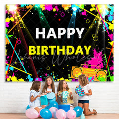 Lofaris Graffiti and Flash Lights Happy Birthday Backdrop