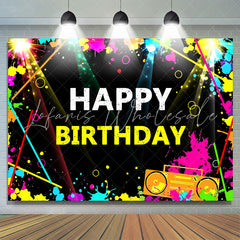 Lofaris Graffiti and Flash Lights Happy Birthday Backdrop