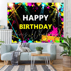 Lofaris Graffiti and Flash Lights Happy Birthday Backdrop