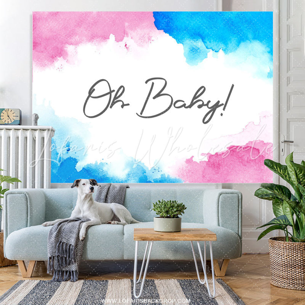 Lofaris Graffiti Blue Pink Gender Reveal Baby Shower Backdrop